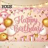 Birthday Celebration Banner Happy Backdrop, Party Photo Background Cloth for Celebration, Decorative Bunting Flag Decor Kids Women, Supplies