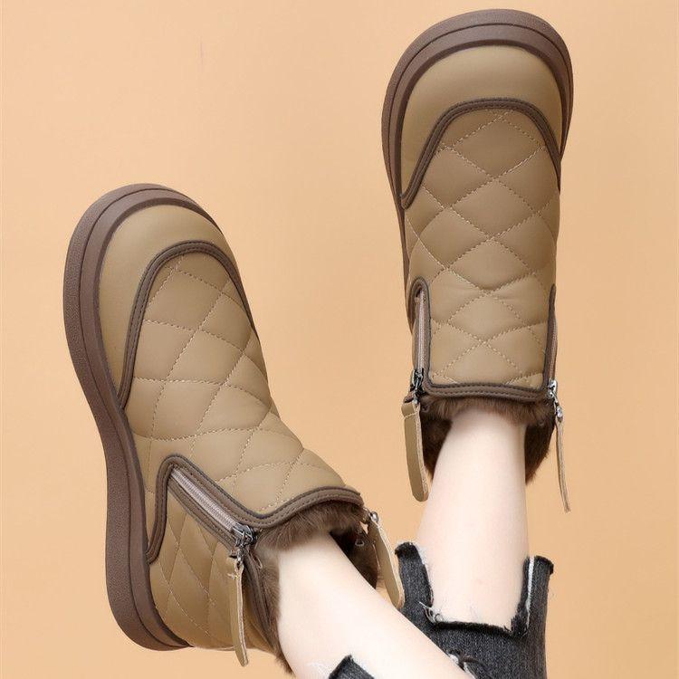 Large Size Women's Shoes 35-43 Wide Fat Feet 41 Warm Snow Boots Women's New Winter Velvet Thickened Mother Cotton Shoes