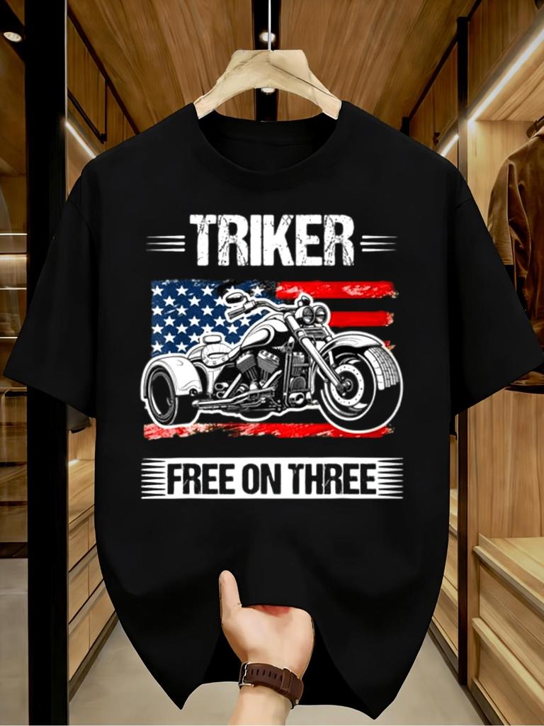 American Flag Trike Motorcycle Shirt Free on Three Patriotic USA Biker Tee Funny Graphic Tees Perfec