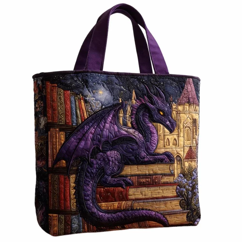 Sac fourre-tout matelassé vintage léger motifs imprimés 3D Sac à bandoulière grande capacité Coton Sac à main de voyage Accessoire pour femme