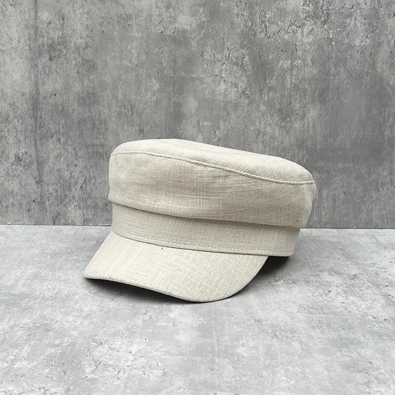 Simple, Light And Breathable Solid Color Linen Flat-Top Hat For Women'S Summer Casual Versatile Men'S And Women'S British High-Quality Sun Hat