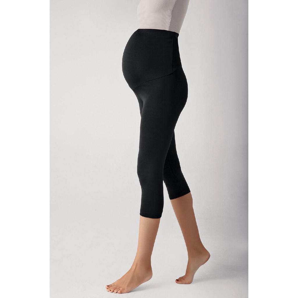Adjustable High Waist Flexible Gathering Below Knee Capri Maternity Tights T08
