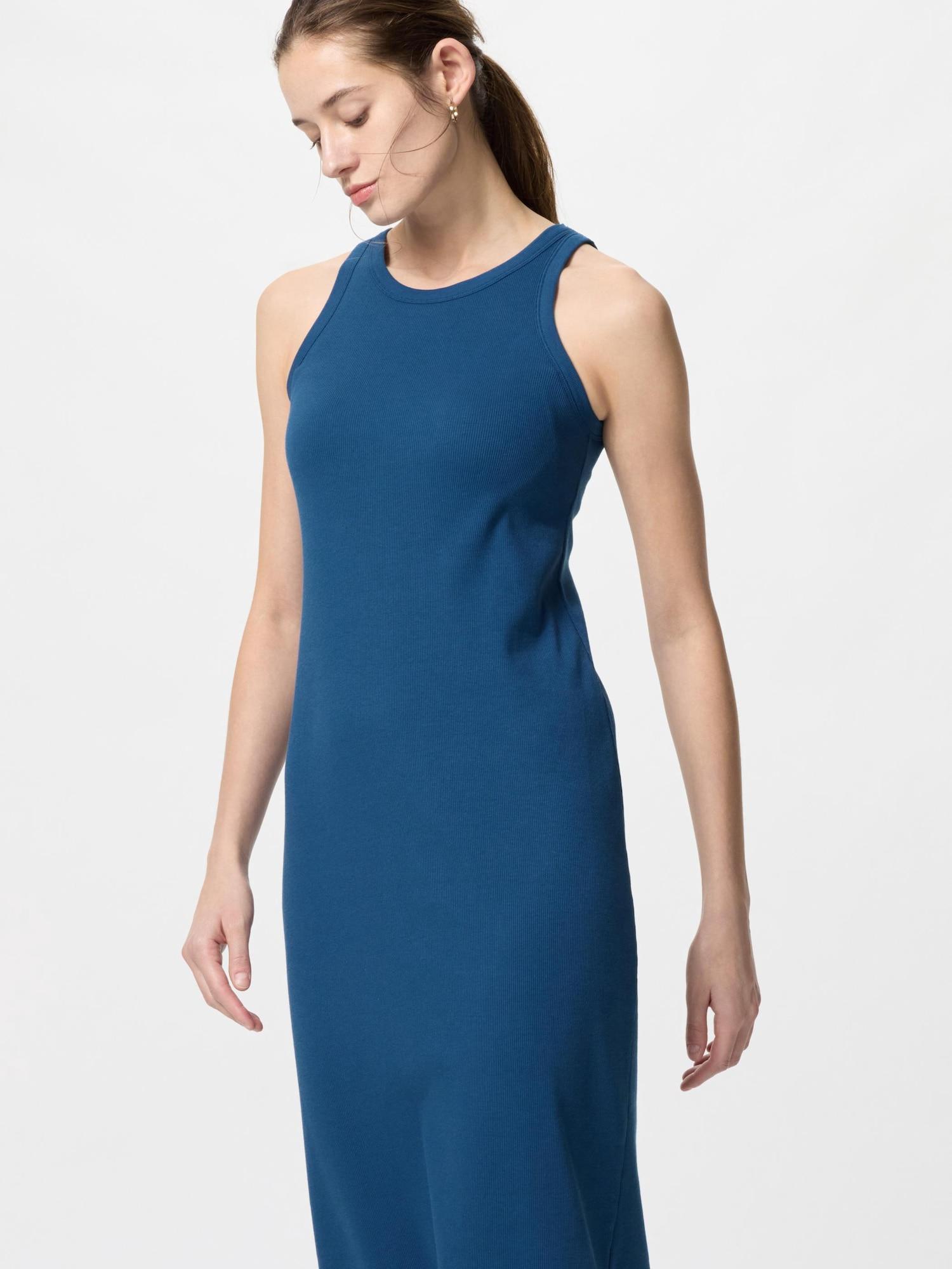 

Платье-бюстгальтер Uniqlo Japan Ribbed, длинное 66 BLUE/XS