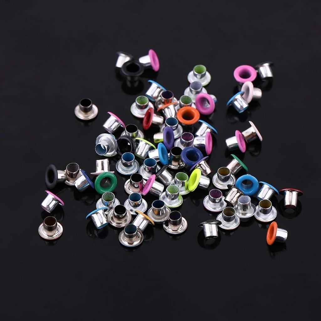 Metal Eyelets, 500Pcs Mixed Colors 3mm Round Scrapbooking Eyelets Grommet Kit, Grommet Eyelet Pliers Kit for Fabric, Tarps, Leather, Belt with