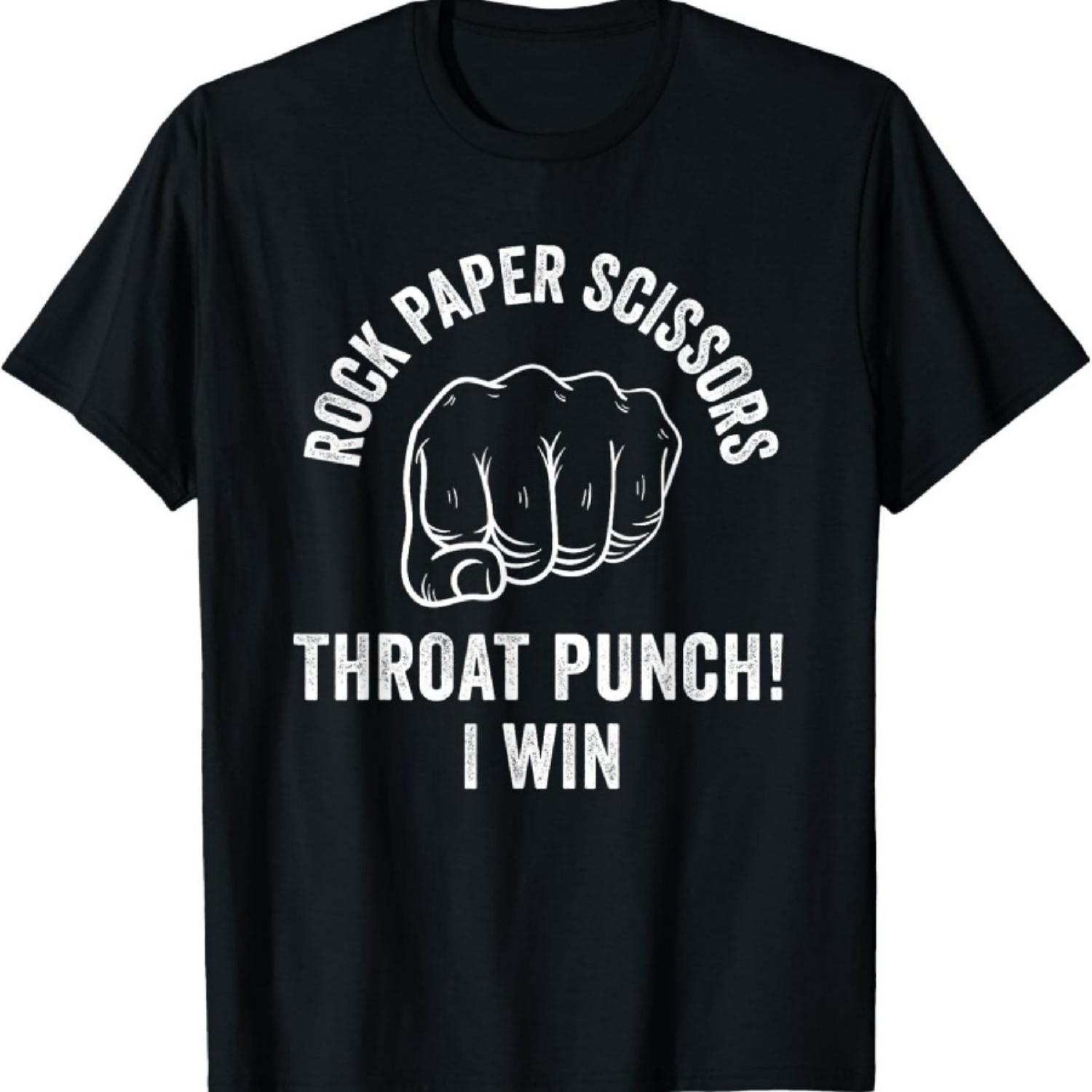 

Mens Rock Paper Scissors Throat Punch Sarcastic Design T-Shirt XXXXXL чорний