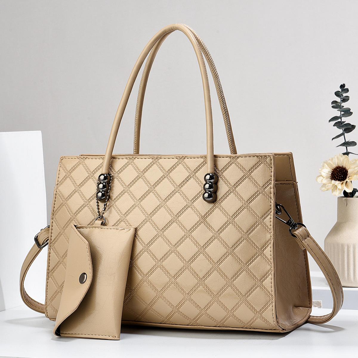 

Женские сумки, детские сумки, ромбовидные узоры, модные и стильные портативные наплечные сумки большой вместимости, универсальные нишевые держатели 28*11*18 легкие хаки