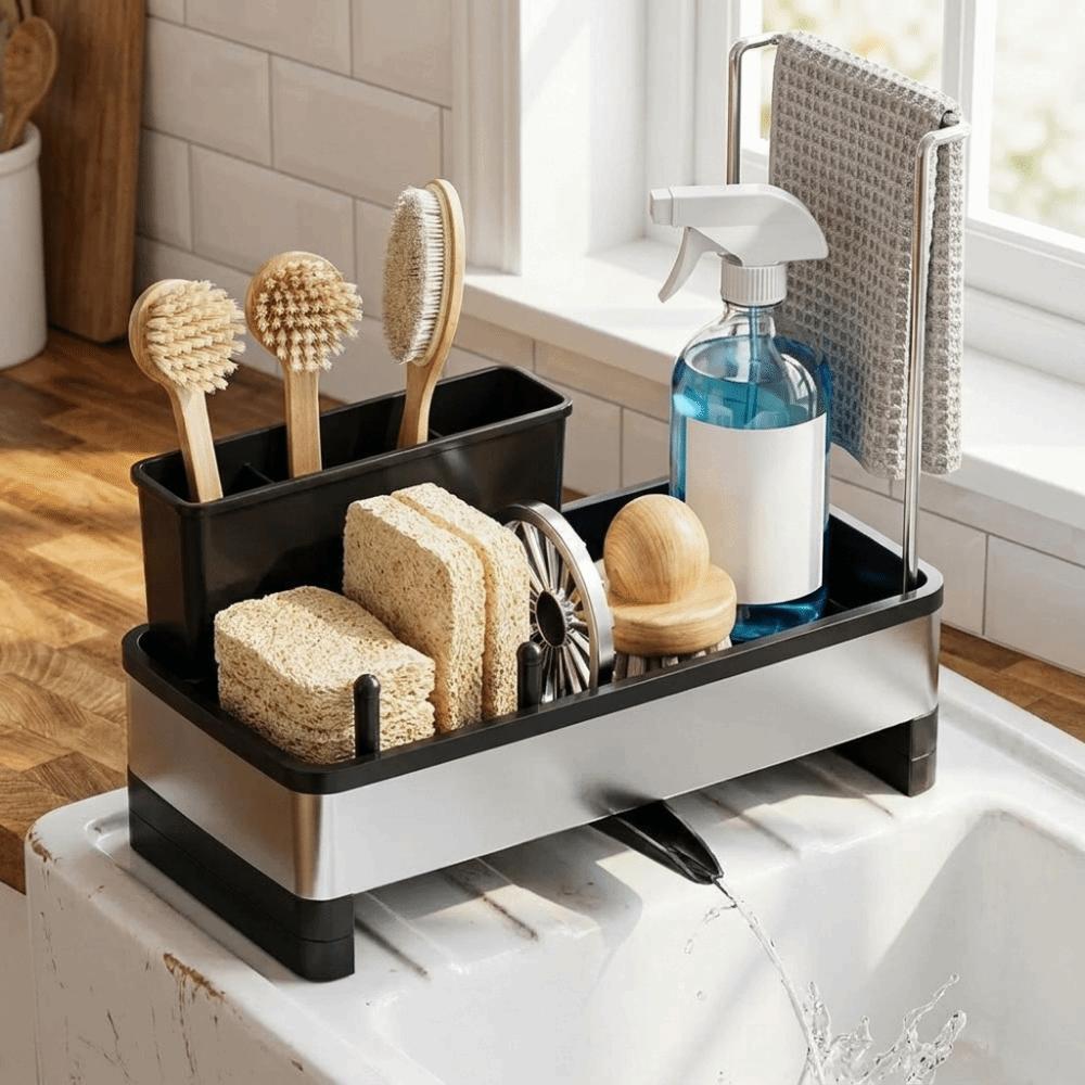 Detachable Cloth Storage Rack Stainless Steel Soap Sponge Holder  Cleaning Supplies
