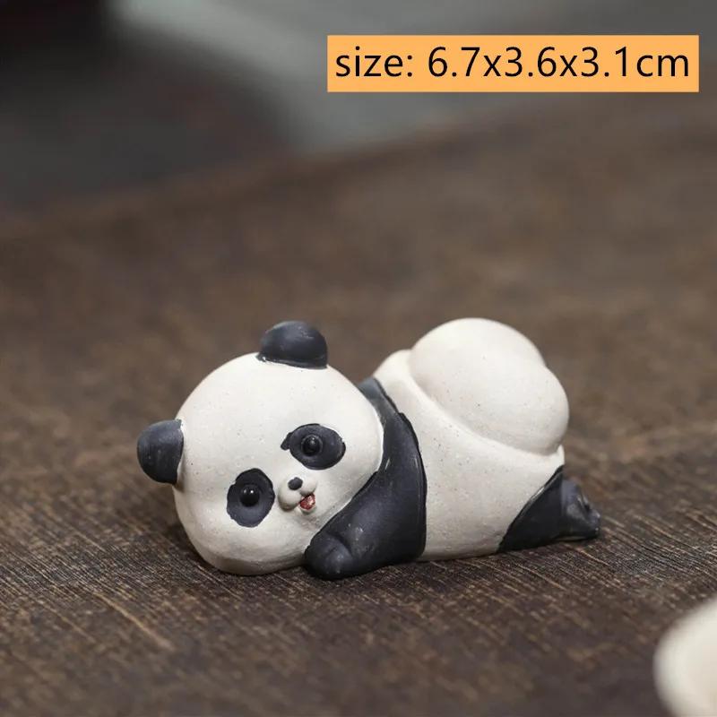 Yixing China Cute Purple Clay Tea Pet Handmade Panda Statue Tea Carving Crafts Tea Set Gifts