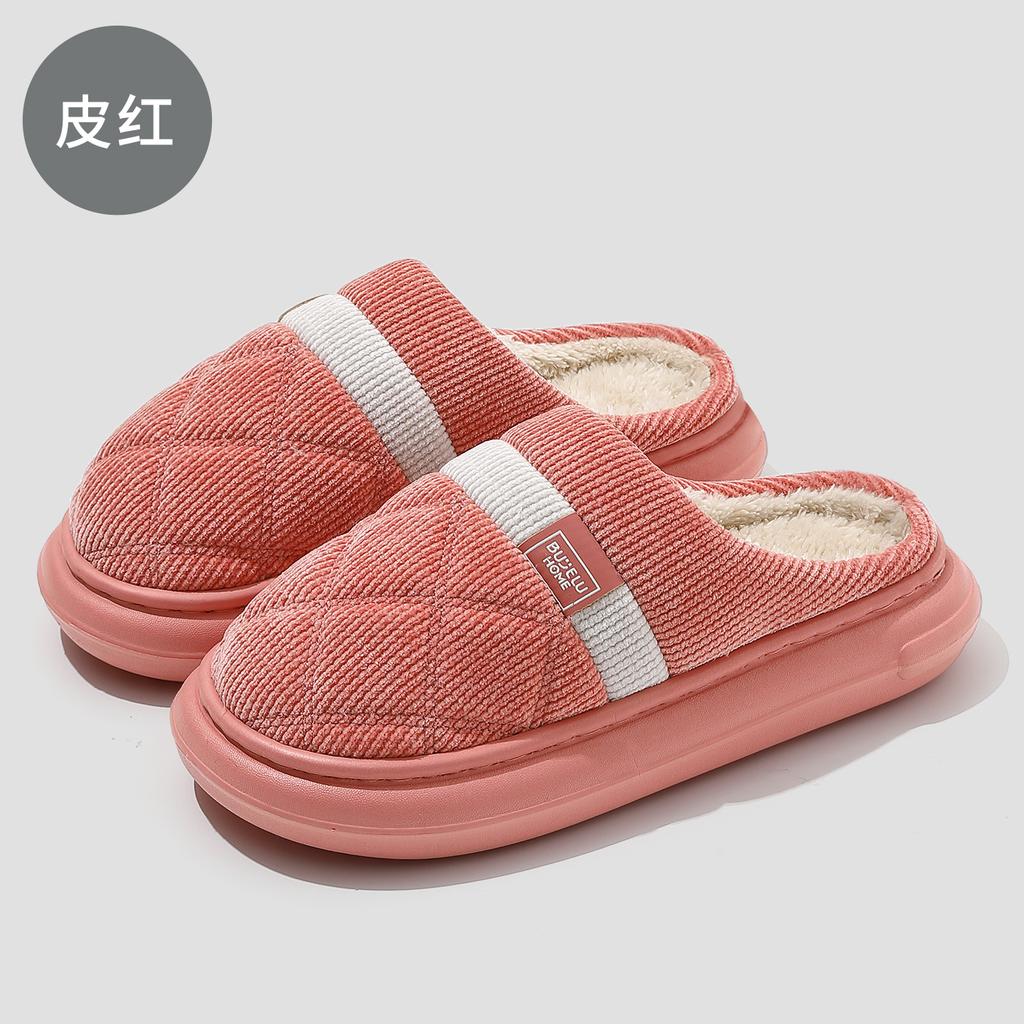 Winter Baotou Cotton Tugs Home Warm Fleece Comfortable Couples Indoor Home Non-slip Cotton Slippers