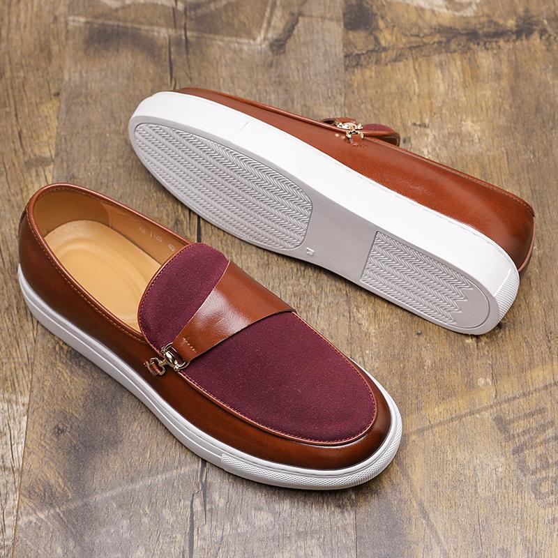 Fashion Leather Casual Shoes Men Loafers Luxury Design Slip On Male Dress Shoes Leisure Style Big Size Good Wear-resistant Sole