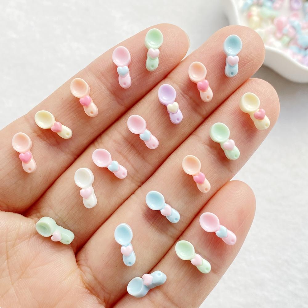 

100pcs Colorful Resin Kawaii Mini Cute Mini Bow Spoon Fork Nail Art Flat back Stone Figurines Scrapbook DIY Jewelry Decor Crafts