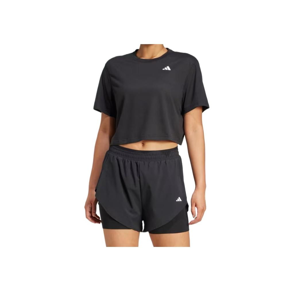 adidas T-shirt da Donna Essentials Comoda Elegante Semplice Monocolore Manica Corta Spalla Cadente Top Neri JC9555