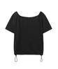 Lense Drawstring Off Shoulder Tee Black