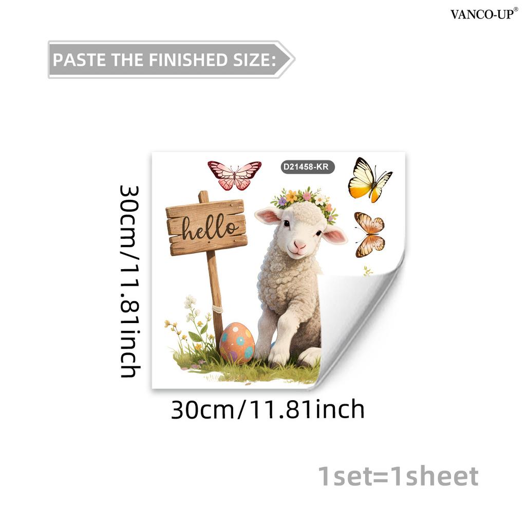 Easter Window Stickers, Creative Cute Floral Bunny Eggs Decor, Static Cling Glass Decals for Bedroom Living Room Holiday Decoration