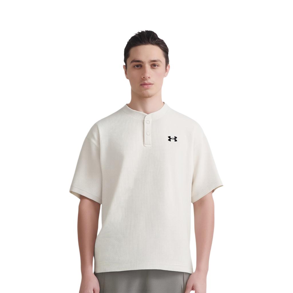 Under Armour Waffle Henley Treasure Sports Casual Comfortable Drop Shoulder Short Sleeve T-Shirt Men Tops 6007562-110