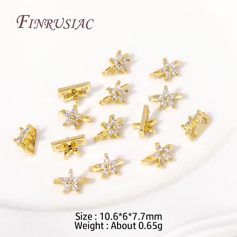 18K Gold Plated Multi-designs Zircon Flower Spacer Bars 2/3 Holes Separators for Strand Beads Jewelry Making Accessories
