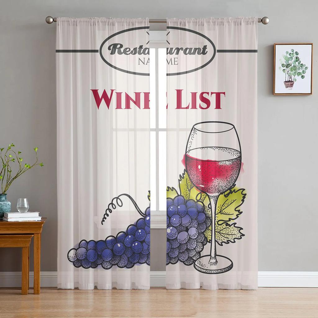 Vineyard Fruit Grape Tulle Curtains Living Room Bedroom Voile Curtain Children Organza Window Drapes Sheer Made Of Polyester Area Treatment