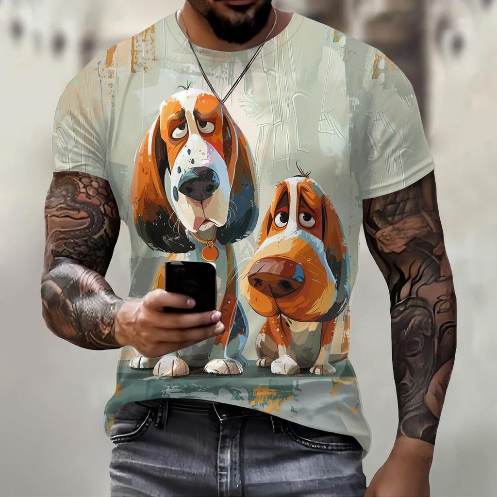 Summer Funny Dog Pattern 3D Print T-Shirts O-Neck Casual Fashion Short Sleeve Oversized Harajuku Men's T-shirts