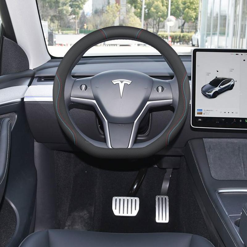 Tesla Model 3 Steering Wheel Cover: Non-slip, Odorless, No-Sew, 25 Models Compatibility, Interior Modification