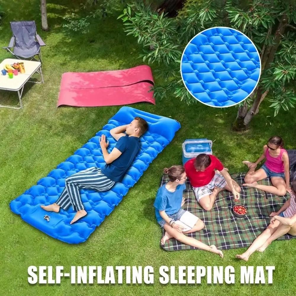 Built-in Pump Camping Air Mattress Tear-Resistant Inflatable Sleeping Pad  Climbing Hiking