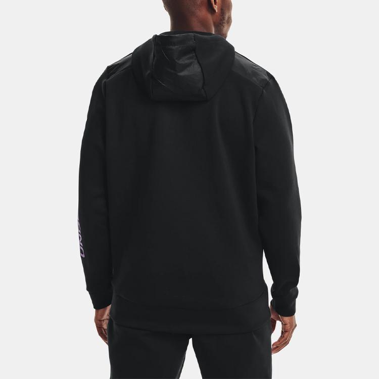 Under Armour Apollo Sportstyle Printed Woven Hoodie Men Hoodies Black Purple 1360730-002