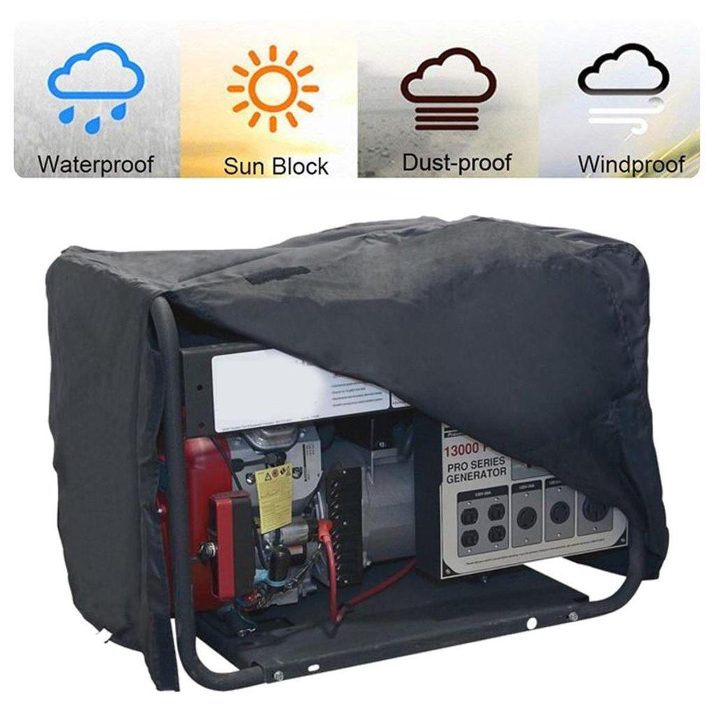 Black Waterproof 210D Oxford Generator Cover - Wind and Dustproof, Outdoor Protection in 3 Sizes