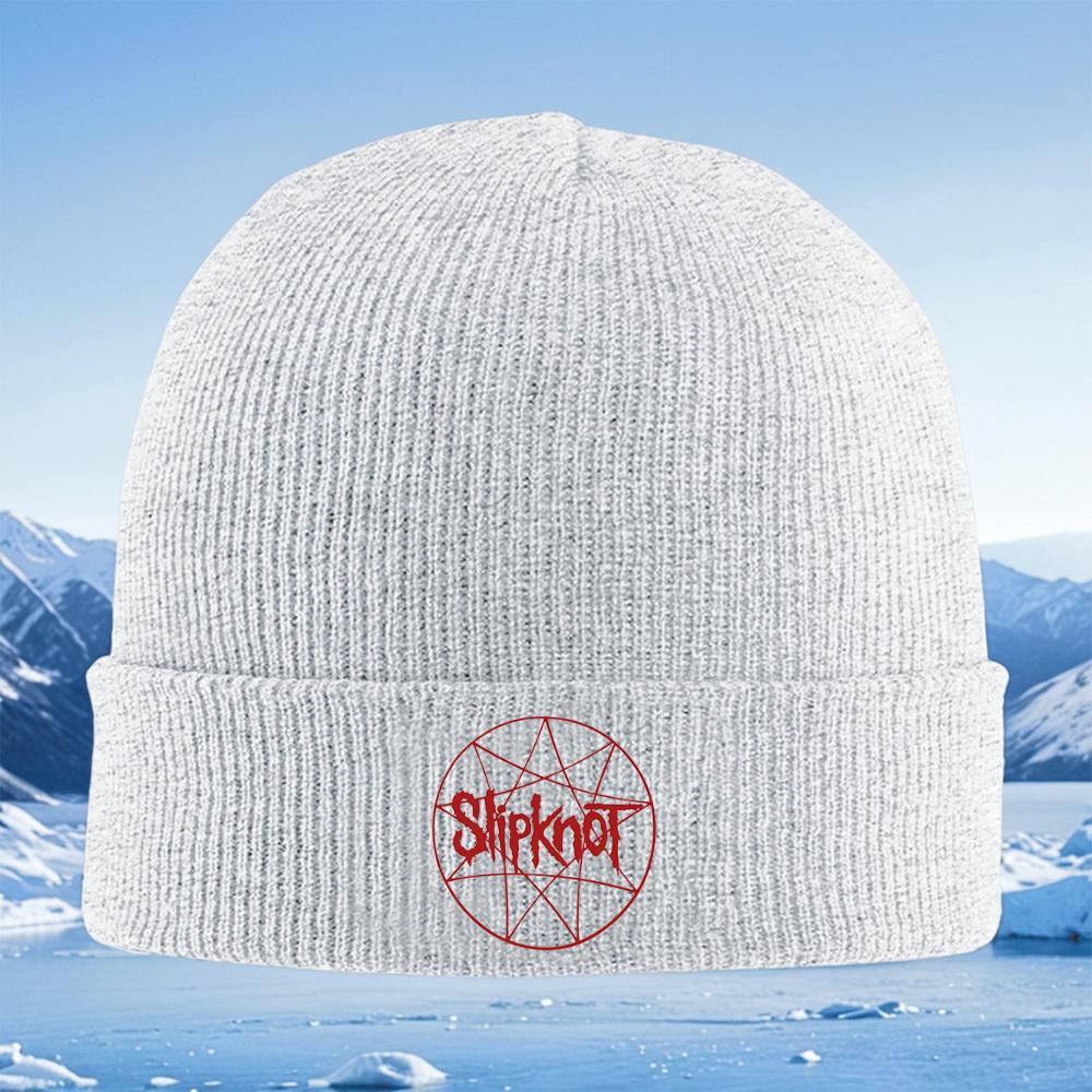 Red logo star circle design Men Women Unisex Knitted Hat Beanie Pullover Cap Winter Thermal Warm Christmas Outdoor Cycling Hikin