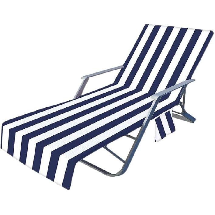 Patio Chaise Lounges Covers, Beach Lounges Chair Towel Cover,Soft Microfiber Patio Pool Chairs Cover with Side Pockets,83 X 30inch Chair Cover for