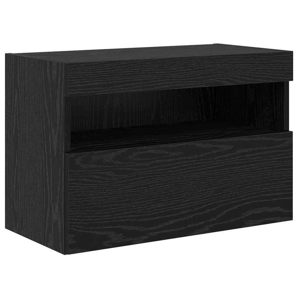 TV Wall Cabinet Set with LED Lights 7 Pcs Black Oak Effect
