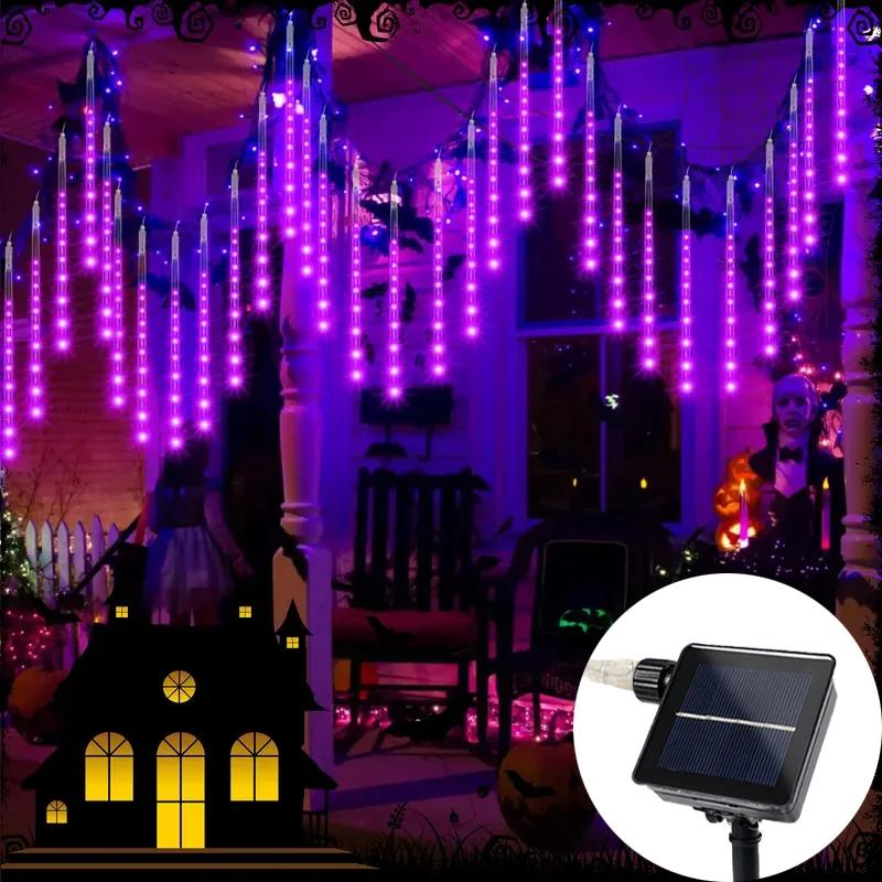 

8 трубок Солнечный метеоритный дождь Дождь Светодиодные гирлянды Уличные гирлянды Украшения для рождественской елки для наружного освещения Волшебные огни для сада 30cm - 8 tubes