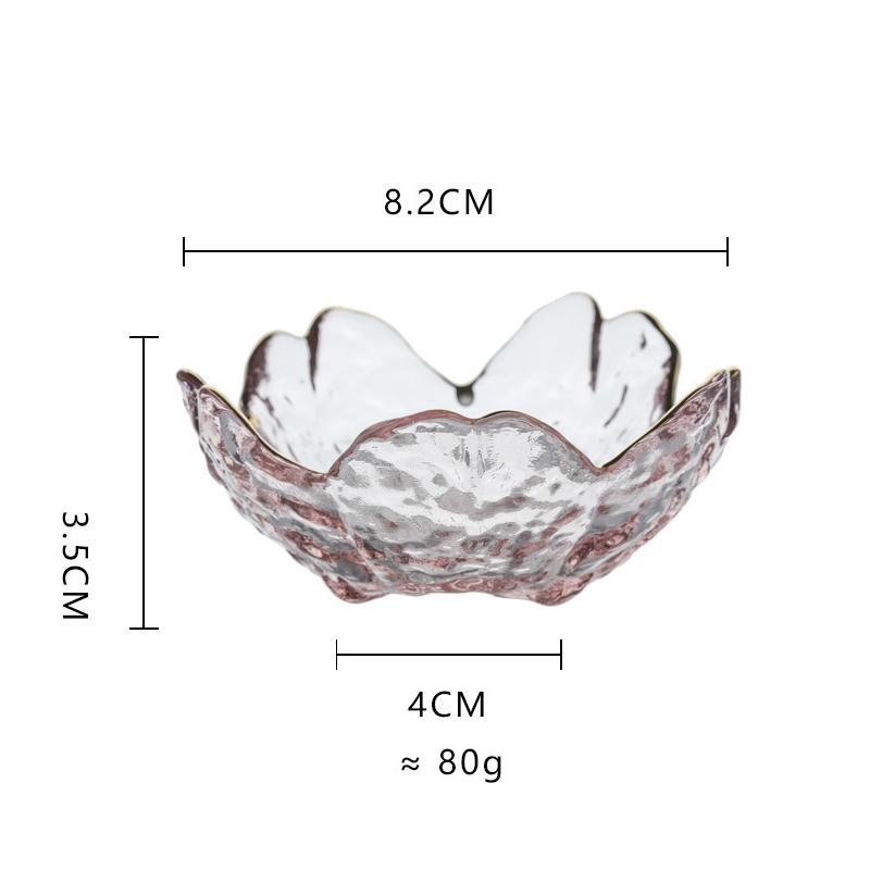 Small Glass Dish Nordic Style Gold Inlay Glass Sauce Bowl Bbq Seasoning Dipping Flower Petal Bowl Glass Seasoning Dish