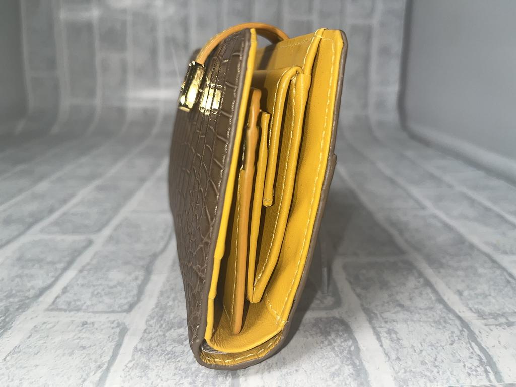 GUODI Krokodil Echtes Leder Bifold Geldbörse TK-10CW037 (Eiche Beige) Krokodil Alligator Leder Geldbörse, Unisex