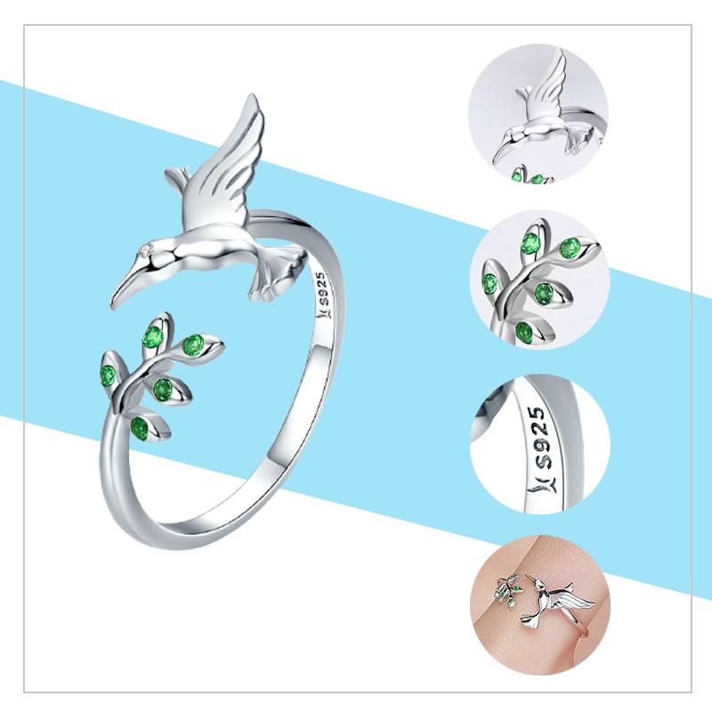 WOSTU Adjustable Rings Real 925 Silver Stackable Engagement Zircon Open Size Rings For Women Female Original Jewelry