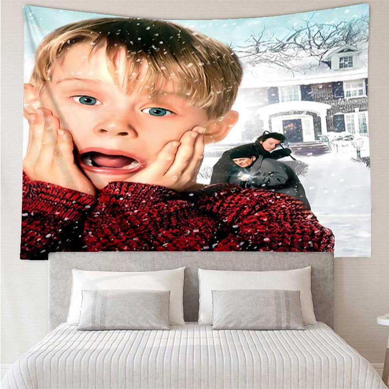 Home Alone Tapestry for Bedroom Aesthetic Classroom Tapestries Wall Hanging for Living Room Dorm Office,Ideal Creative Gift