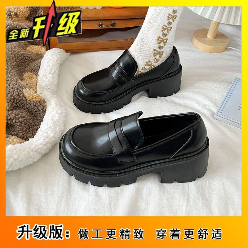 Platform women's French student soft-soled trendy shoes Spring and summer 2025 New British style high-heeled small leather shoes Women's shoes