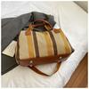 New Striped Short Trip Bag Women's Japanese Canvas Hand Luggage Large Capacity Shoulder Crossbody Bag
