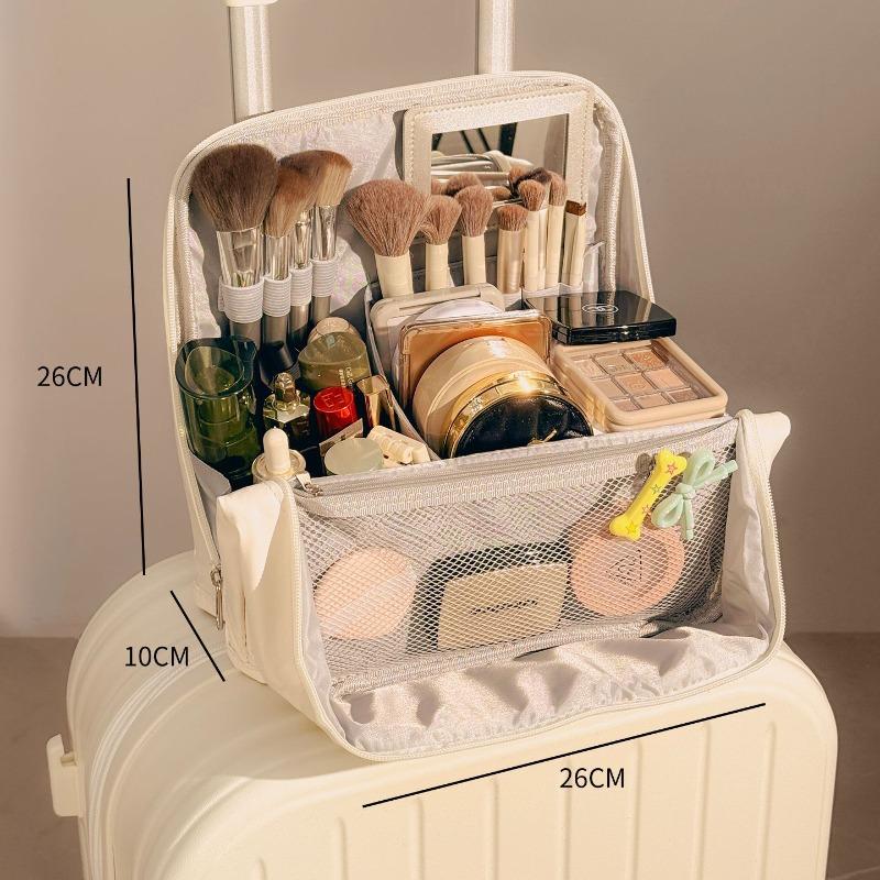 Vertical Makeup Bag - Cosmetics Storage Bag - Large Opening - Vertical - Large Capacity - Makeup Bag for Travel and Outings бежевый