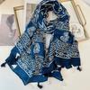 Breathable Lovely Floral Polyester Soft Scarf Boho Chic Tassel Shawl Women Perfect for Travel & Casual Muslim Hijab 180*90Cm