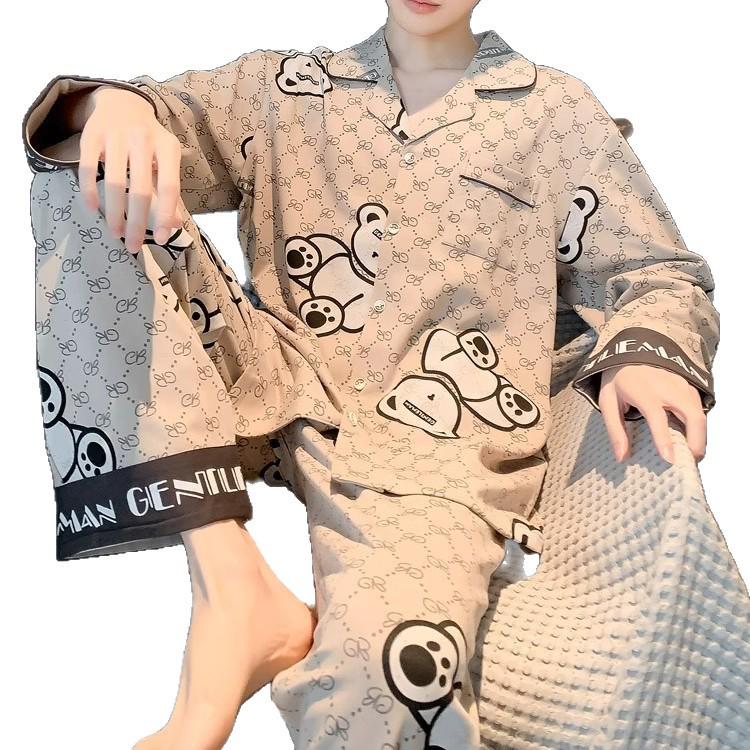 2025 Men's Cartoon Pajamas - Spring & Autumn, Plus Size, Teen Long Sleeve & Pants Homewear