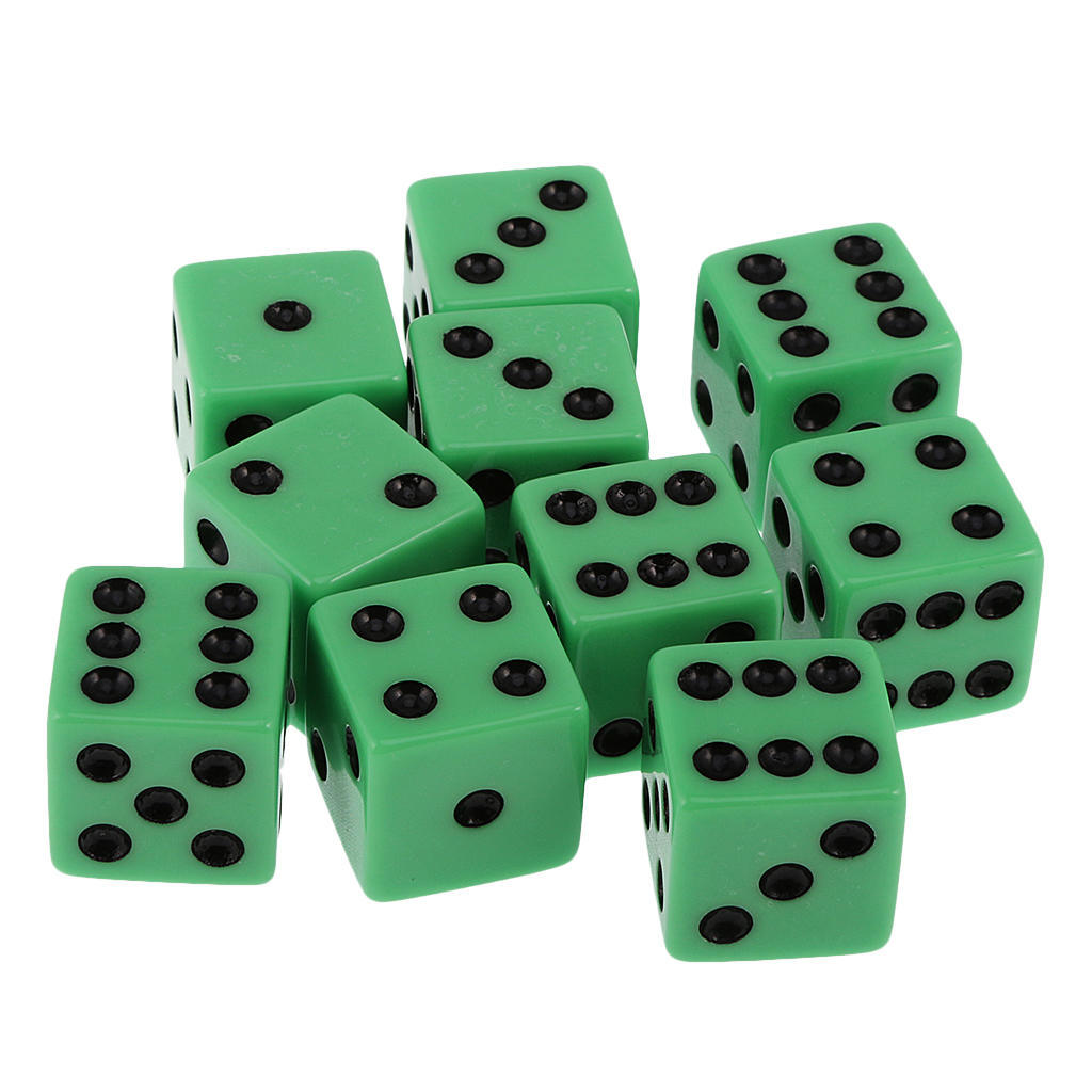 Acrylic Pack of 10pcs 16/18mm Six Sided D6 Spot Dice for D&D RPG Board Casino Fun Family Pub Game Gift