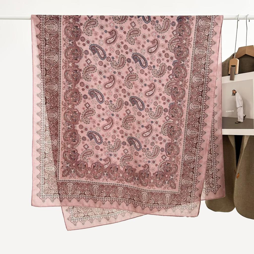 Korean Version Spring and Summer New Cotton and Linen Yarn Thin Silky Shawl Travel Sun Protection Beach Towel Women's Scarf Silk Scarf