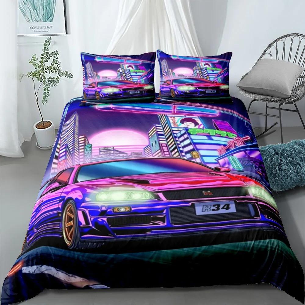 Automobile Poster Fans Duvet Cover Children's BirthdayGift with Zip Room Decor for Teenagers Adulte Microfibre Duvet Cover