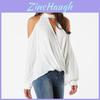 Women Cold Shoulder Chocker V Neck Summer Casual Lace Top T Shirt Blouse With Elegant Design