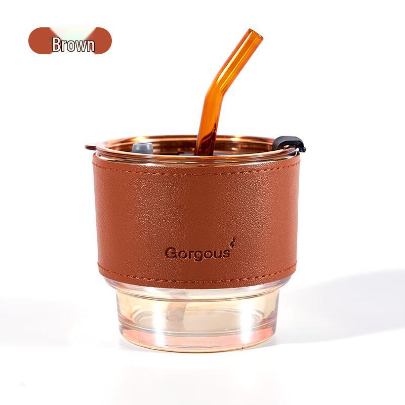 Dingle Heat-Resistant Glass Bamboo Joint Cup with Straw
