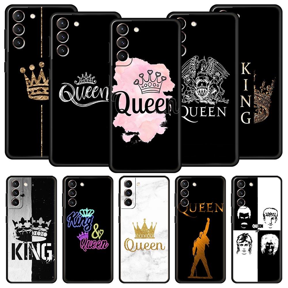 Phone Case For Samsung Galaxy S23 S22 Ultra S20 S21 FE 5G S10 S9 Plus S10E S8 Note 20 Silicone Cover King Queen Lovers Couple