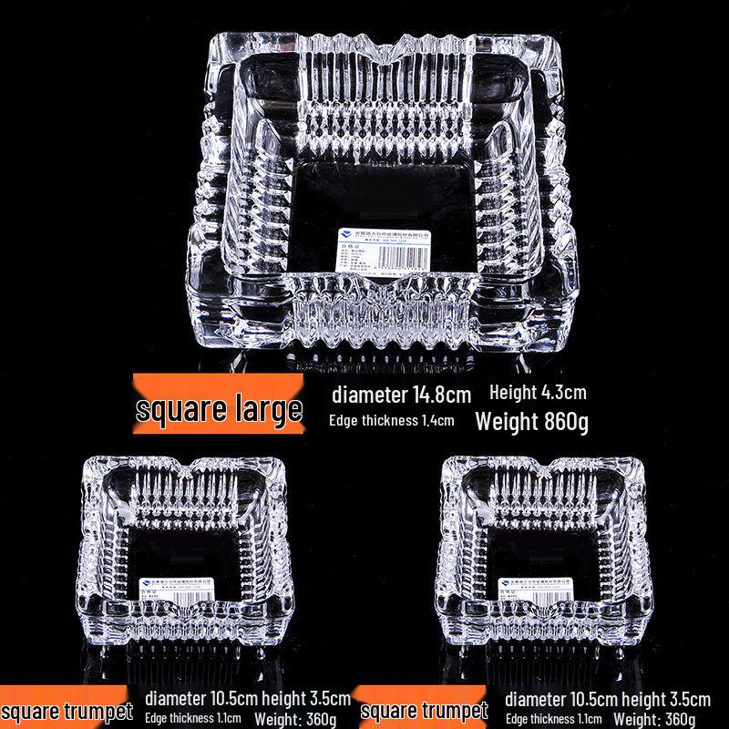 Buy One Get Two: Large Crystal Glass Ashtray for Home, Bedside, or Bar