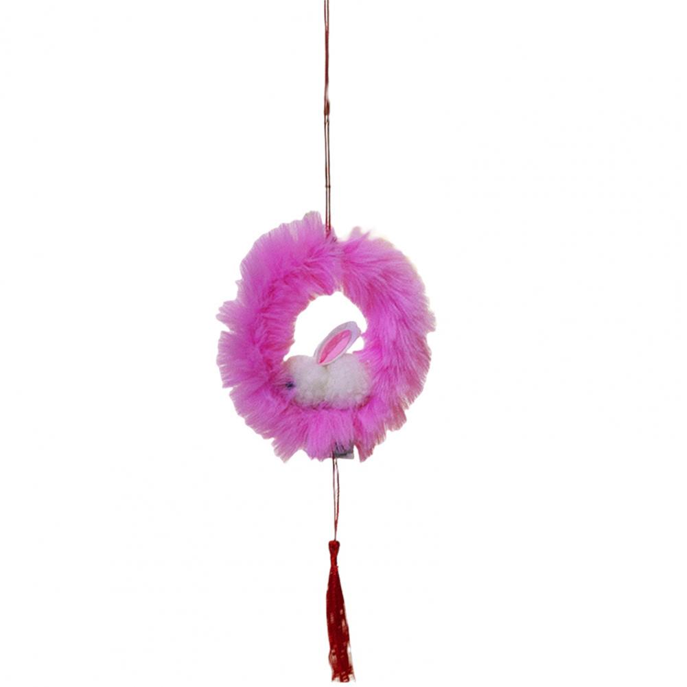 

Chinese New Year Rabbit Lantern DIY Handheld Velvet Bunny Lantern for Mid-Autumn Spring Festival Decoration розовый