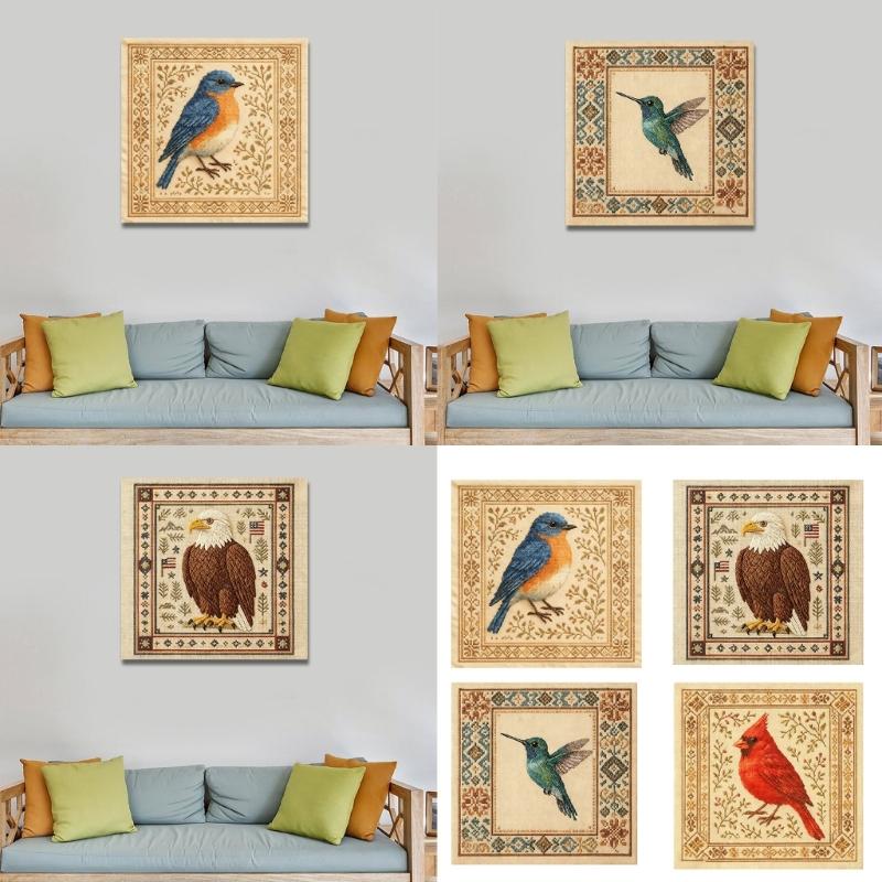 Bird Embroidery Craft Set For Adults Kids Detailed Pattern Guide Cloth Materials Art Project