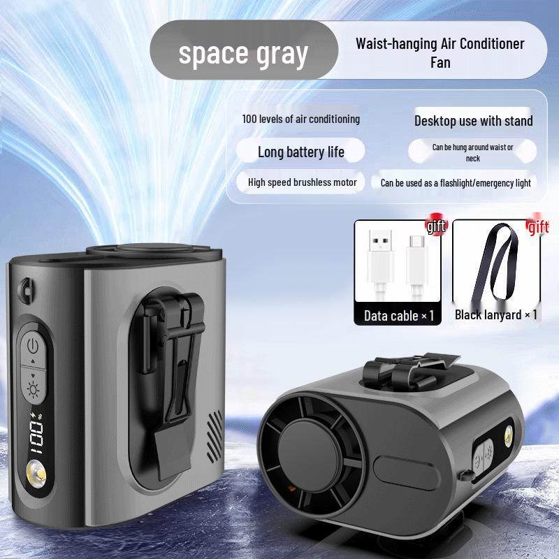 

2026 Portable Crossbody Clip-on Fan with LED Light and Long Battery Life for Outdoor Use 9.1*7.9*9.7 cm