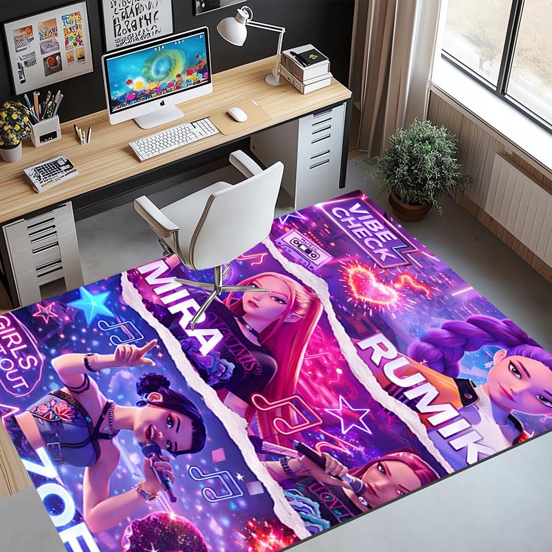 KPop Demon Hunters Pattern Rug, Indoor/Outdoor Mat, for Picnic, Gameroom, Bedroom, Office, Living Room, Home Decor Carpet, Birthday Gift